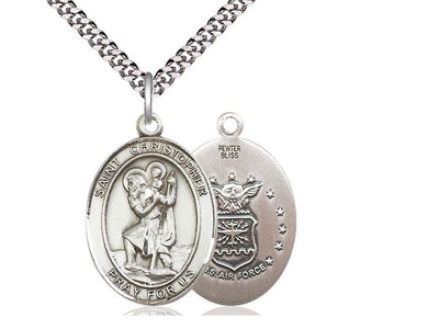 St. Christopher & Air Force Catholic Patron Saint Medal, pewter, Bliss Manufacturing