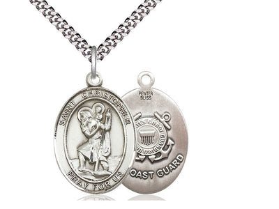 St. Christopher Coast Guard Catholic Patron Saint Medal, pewter, Bliss Manufacturing