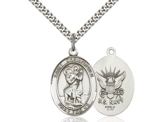 Bliss St Christopher Navy Catholic Patron Saint Oval Medal