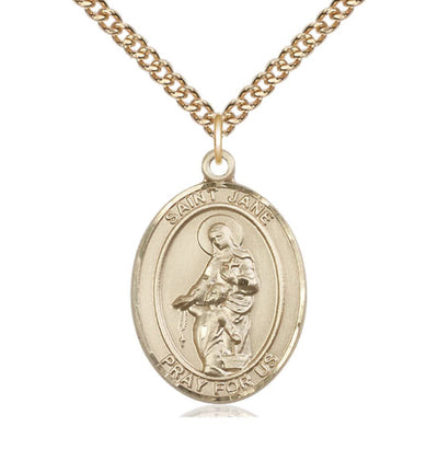 St Jane of Valois Gold Filled Oval Large Medal Necklace with Gold-filled Chain, Bliss Manufacturing