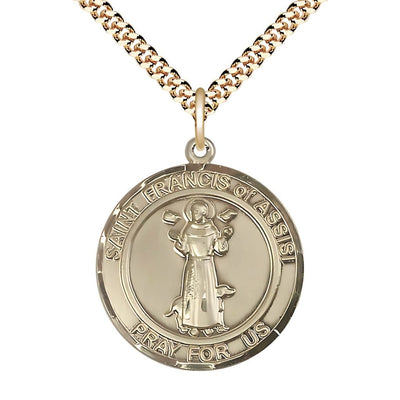 St. Francis of Assisi Round Gold-filled Oval Engravable Medal, Bliss Manufacturing