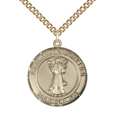 St. Francis of Assisi Round Gold-filled Oval Engravable Medal (view 2), Bliss Manufacturing