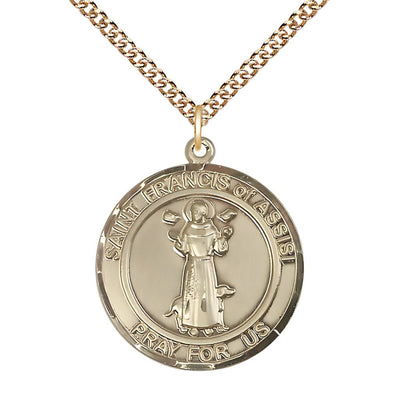 St. Francis of Assisi 14kt Gold Round Medal, Bliss Manufacturing