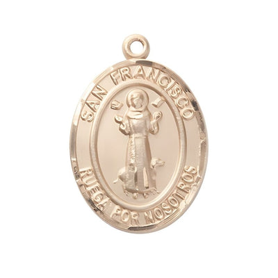 Spanish San Francisco 14kt Gold Oval Medal, Measures 1-inch tall by 3/4-inch wide, Bliss Manufacturing