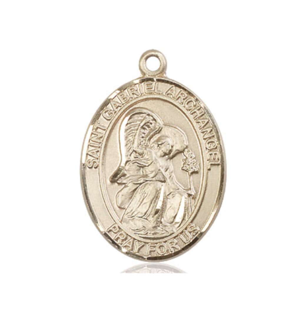 Bliss St Gabriel the Archangel 14kt Gold Oval Large Medal Only,