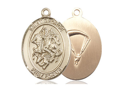 St George Paratrooper Catholic Patron Saint Medal, 14kt gold, Bliss Manufacturing