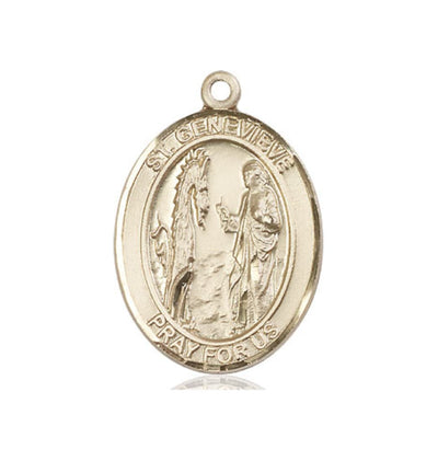 St Genevieve 14kt Gold Oval Large Medal Only, Bliss Manufacturing