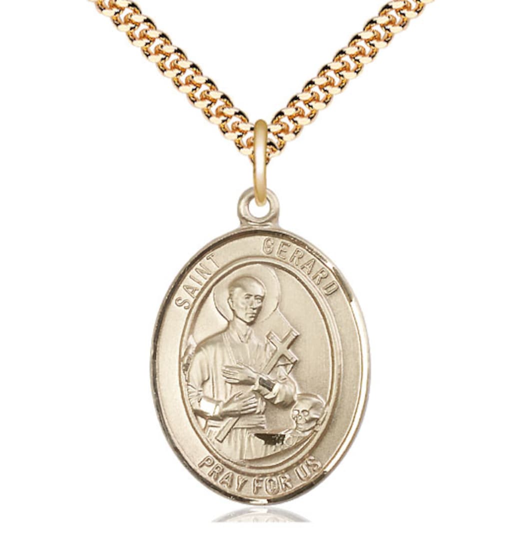 Bliss Large St Gerard Majella Gold Filled Oval Medal Necklace with Plated Chain,