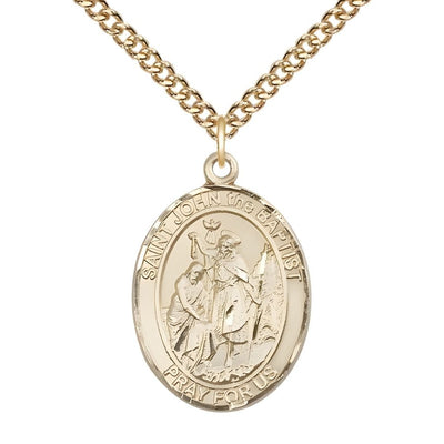 St. John the Baptist Gold-filled Oval Engravable Medal view 2, Bliss Manufacturing