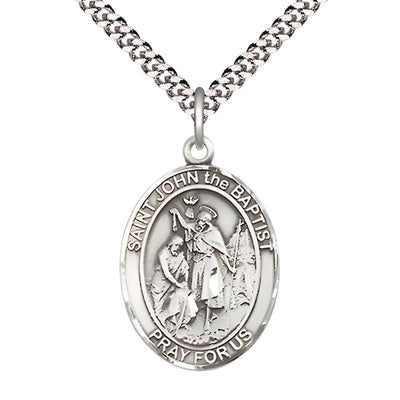 St. John the Baptist Pewter Oval Engravable Medal, Bliss Manufacturing