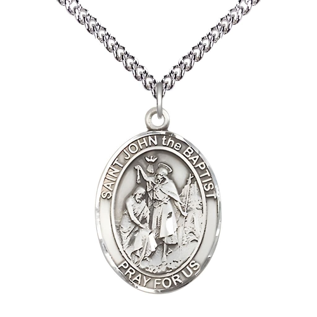 Bliss St. John the Baptist Sterling Silver Oval Engravable Medal view 2