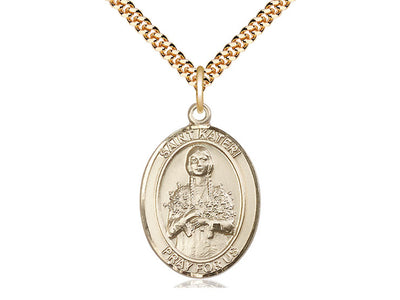 St. Kateri Catholic Saint Medal, gold-filled, Bliss Manufacturing