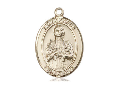 St. Kateri Catholic Saint Medal, 14kt gold, Bliss Manufacturing