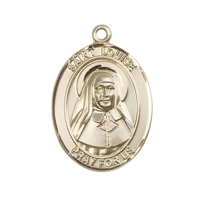 St. Louise de Marillac 14kt Gold Oval Medal Pendant, Measures 1-inch tall by 3/4-inch wide, Bliss Manufacturing