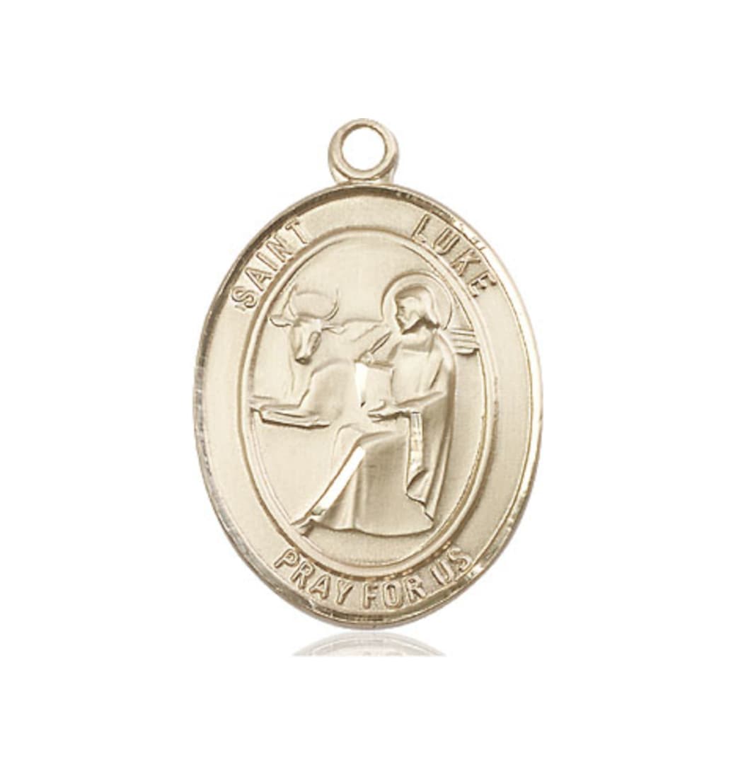 Bliss Manufacturing St Luke the Apostle 14kt Gold Engravable Oval Large Medal,