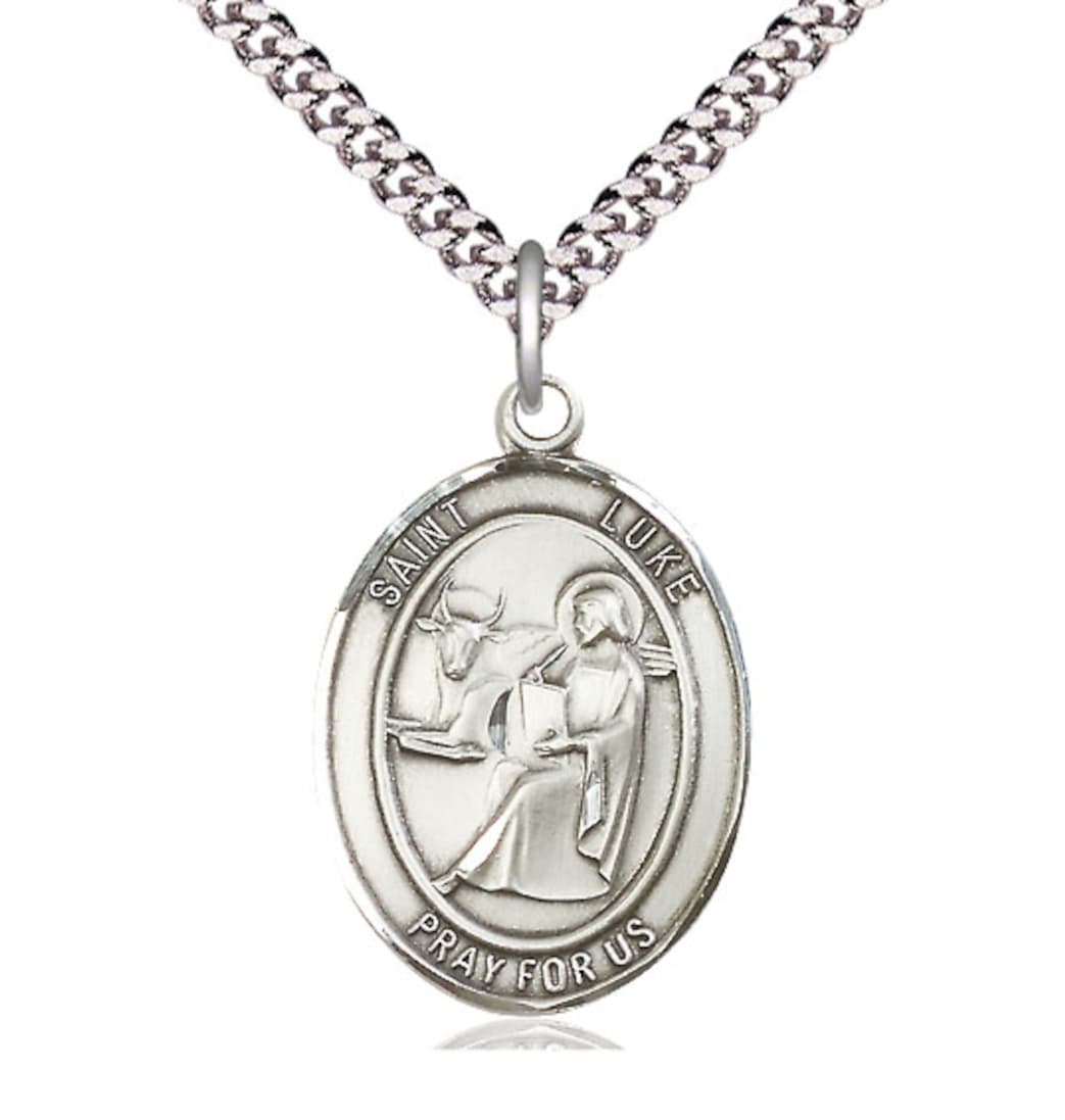 Bliss St Luke the Apostle Patron Saint Engravable Pewter Large Medal,