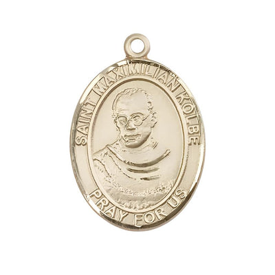St. Maximilian Kolbe 14kt Gold Oval Medal, Size 1-inch, Bliss Manufacturing
