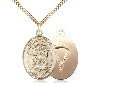 St. Michael & Paratrooper Catholic Saint Medal, gold-filled, Bliss Manufacturing