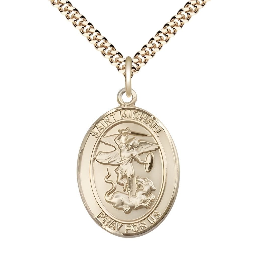St. Michael Gold-filled Oval Engravable Medal – Bliss Manufacturing