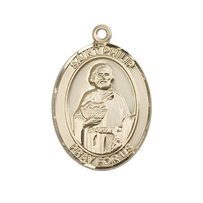 St. Philip the Apostle 14kt Gold Oval Medal Pendant, Measures 1-inch tall by 3/4-inch wide. Deluxe Gift Box, Bliss Manufacturing