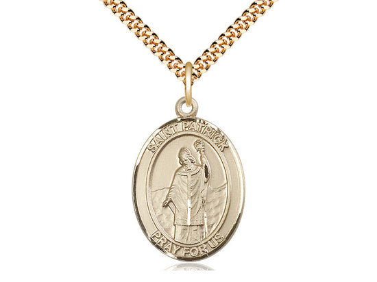 Bliss St Patrick Gold-filled Oval Engravable Medal Necklace