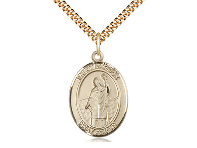 St Patrick Gold-filled Oval Engravable Medal Necklace (view 3), Bliss Manufacturing