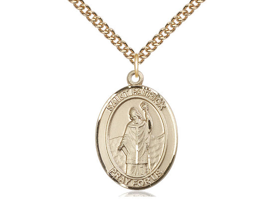 Bliss St Patrick Gold-filled Oval Engravable Medal Necklace