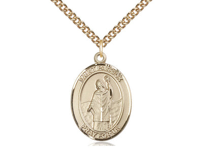 St Patrick Gold-filled Oval Engravable Medal Necklace (view 4), Bliss Manufacturing