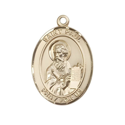 St. Paul the Apostle 14kt Gold Oval Engravable Medal Pendant, Bliss Manufacturing