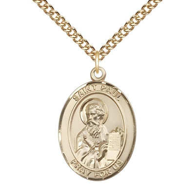 St. Paul the Apostle 14kt Gold Oval Engravable Medal Pendant view 2, Bliss Manufacturing