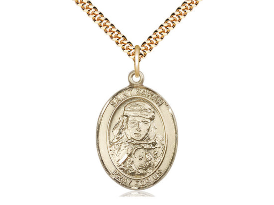 Bliss Engravable St Sarah Gold-filled Large Medal Plated Curb Chain,