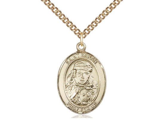 Bliss Engravable St Sarah Gold-filled Large Medal Gold-filled Rope Curb Chain,