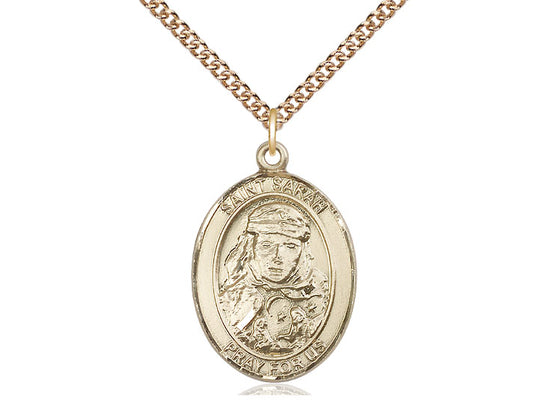 Bliss Large Engravable St Sarah 14kt Gold Medal