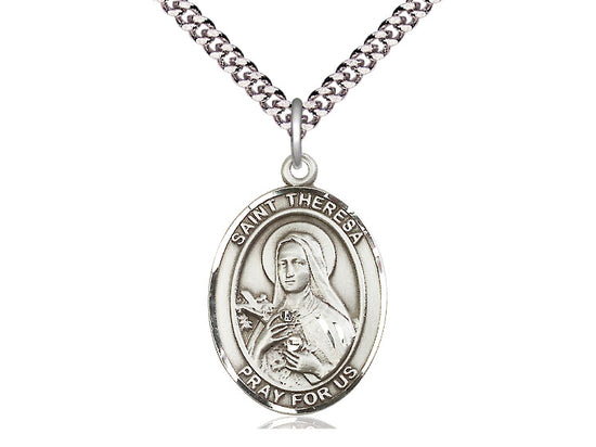 Bliss St Theresa Pewter Oval Medal Necklace