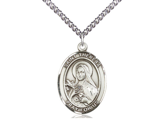 Bliss St Theresa Sterling Silver Oval Medal Necklace