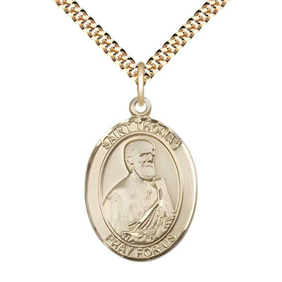 St Thomas the Apostle Gold-filled Oval Large Medal Necklace with Plated Chain, Bliss Manufacturing