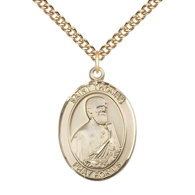 St Thomas the Apostle Gold-filled Oval Large Medal Necklace with Gold-filled Chain, Bliss Manufacturing
