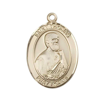 St Thomas the Apostle 14kt Gold Oval Large Medal, Bliss Manufacturing