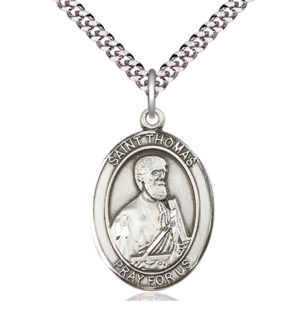 Bliss St Thomas the Apostle Pewter Large Oval Medal Necklace,