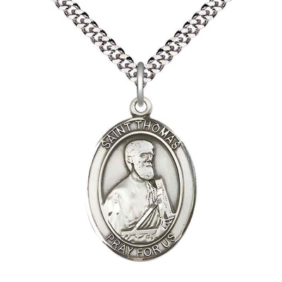 St Thomas the Apostle Pewter Large Oval Medal Necklace, Bliss Manufacturing
