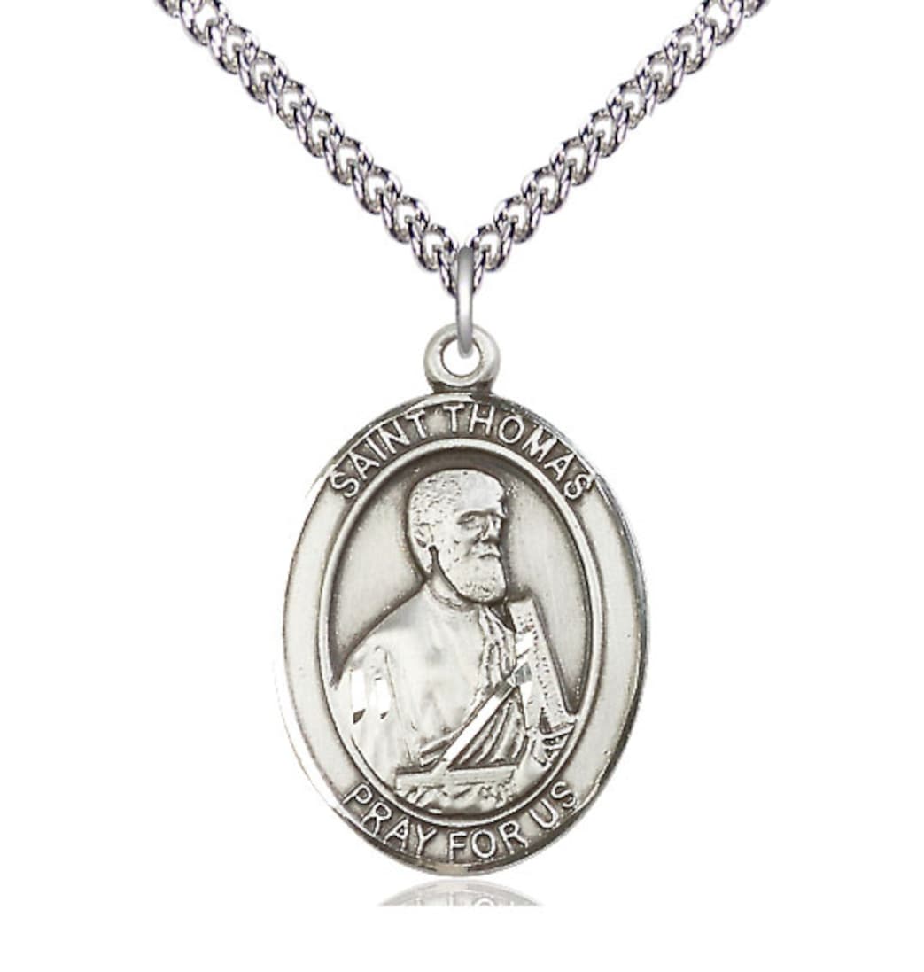 Bliss St Thomas the Apostle Sterling Silver Oval Medal Necklace