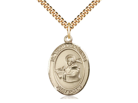 Bliss St Thomas Aquinas Gold-filled Oval Medal Necklace