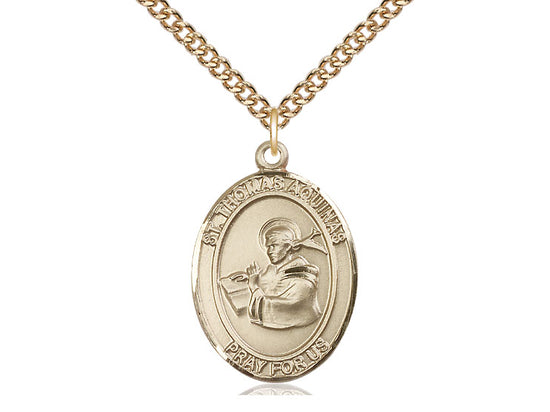 Bliss St Thomas Aquinas Gold-filled Oval Medal Necklace