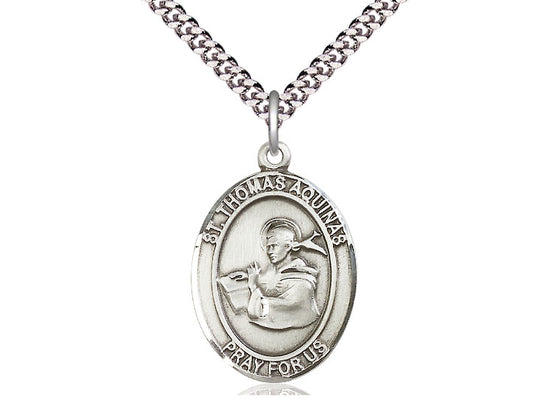 Bliss St Thomas Aquinas Pewter Oval Medal Necklace