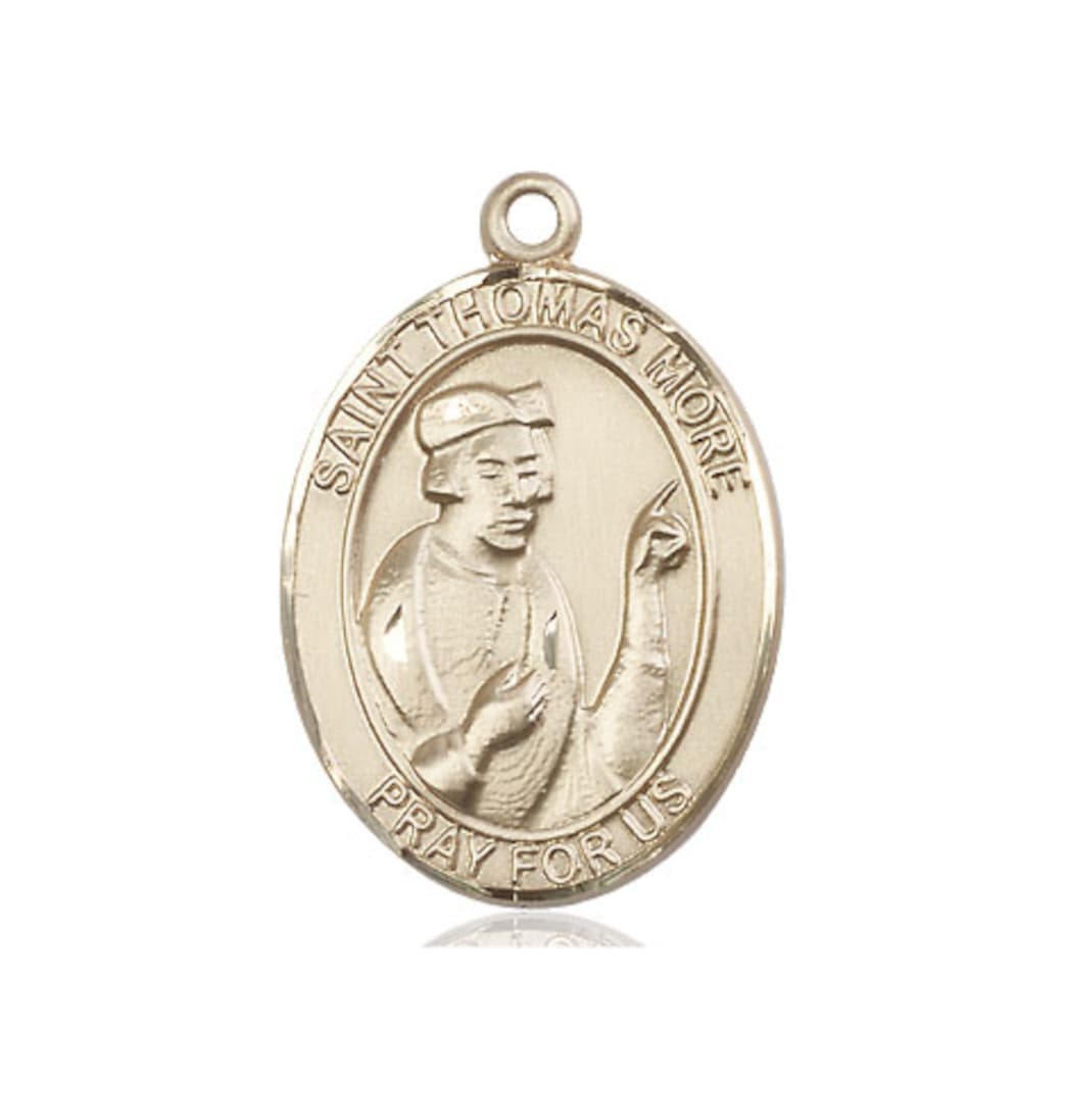 Large Bliss Manufacturing St Thomas More 14kt Gold Oval Medal,