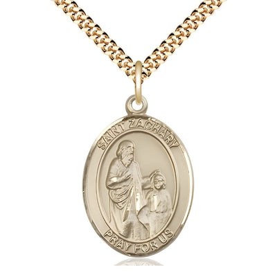 St Zachary 14kt Gold-filled Oval Medal Necklace with Gold-plated Chain, Measures 1-inch tall by 3/4-inch wide, Bliss Manufacturing