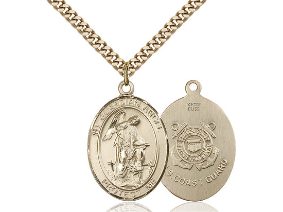 Gold-filled Guardian Angel Coast Guard Catholic Patron Saint Medal