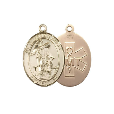 Back of EMT Guardian Angel 14kt Gold-filled Oval Medal, Measures 3/4-inch tall by 1/2-inch wide, Bliss Manufacturing