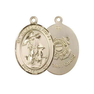 Coast Guard Guardian Angel 14kt Gold-filled Oval Medal Pendant, Measures 3/4-inch tall by 1/2-inch wide, Bliss Manufacturing