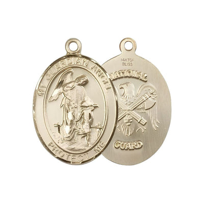 National Guard Guardian Angel 14kt Gold-filled Oval Medal Pendant, Measures 3/4-inch tall by 1/2-inch wide, Bliss Manufacturing